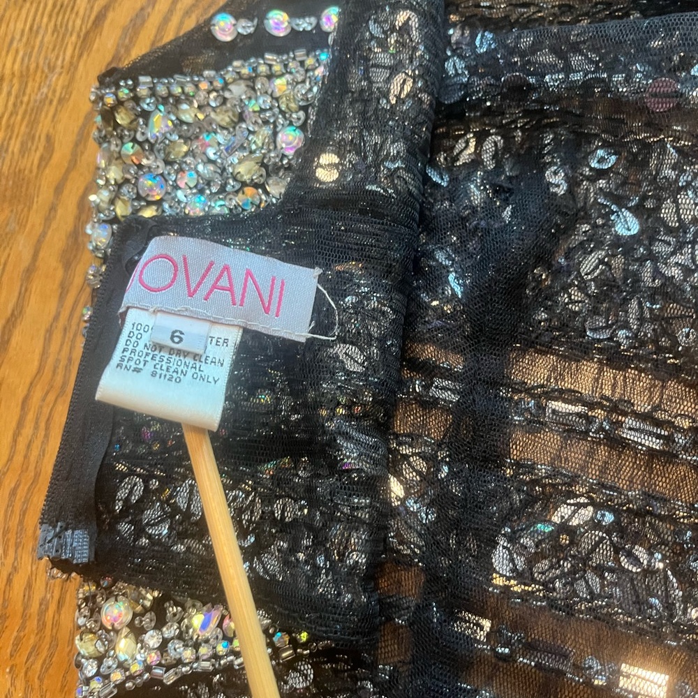 LAST CALL Vintage Jovani Rhinestone Beaded Sheer Halter Top Size 6 Iridescent - Picture 11 of 12